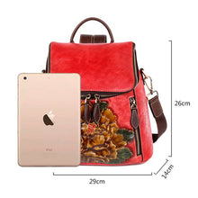 Load image into Gallery viewer, Unique Embossed Floral Leather Leather Backpack for Women
