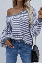 Load image into Gallery viewer, Oversized Stripe V Neck Puff Sleeve Sweater
