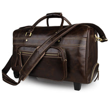 Load image into Gallery viewer, Coffee Leather Trolley Bag Carry on
