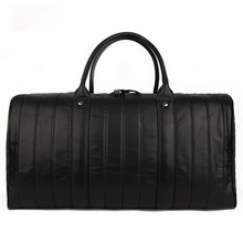 Load image into Gallery viewer, Black Large Storage Leather Travel Weekender Duffel Bag
