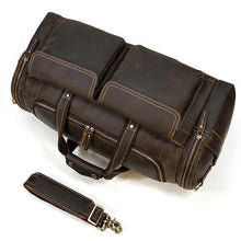 Load image into Gallery viewer, Dark Brown Full Grain Leather Travel Weekender Duffel Bag
