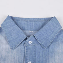 Load image into Gallery viewer, Classic Short Sleeves Denim Button Shirt Dress
