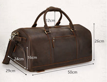 Load image into Gallery viewer, Leather Large Travel Weekender Duffel Bag with Laptop Compartment
