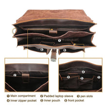 Load image into Gallery viewer, Brown Large Shoulder Messenger Bag Briefcase
