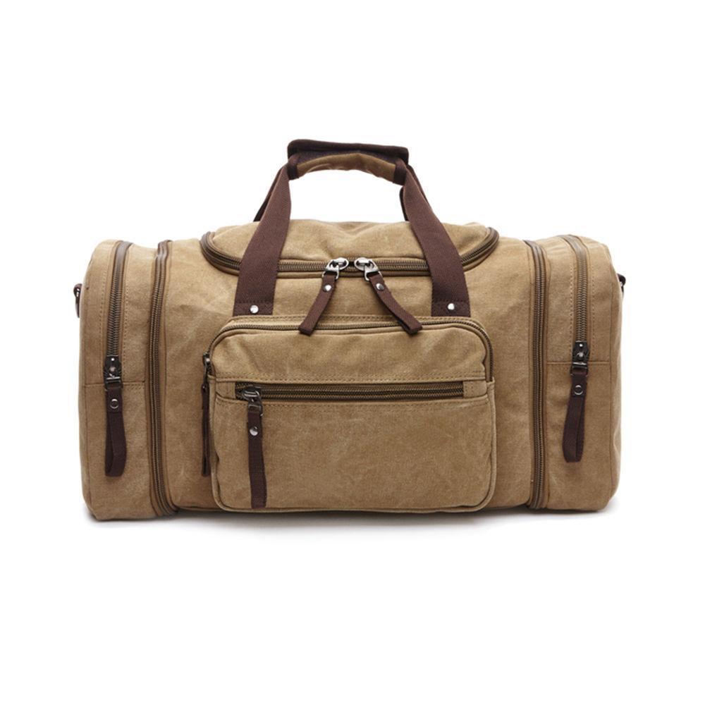 Men's Oversize Canvas Travel Bags Large Capacity Carry On Luggage Weekend Bag