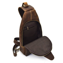 Load image into Gallery viewer, Brown Leather Crossbody Bags for Men Sling Backpack
