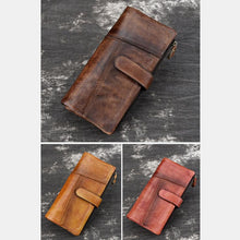 Load image into Gallery viewer, Full Grain Leather Wallet Distressed Trifold Purse Anniversary Gift  For Women
