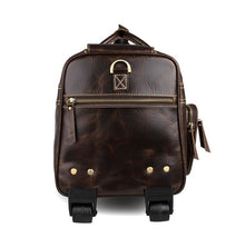 Load image into Gallery viewer, Coffee Leather Trolley Bag Carry on
