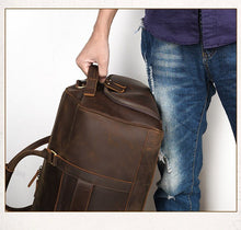 Load image into Gallery viewer, Leather Large Travel Weekender Duffel Bag with Laptop Compartment
