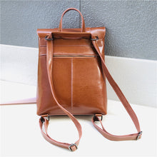 Load image into Gallery viewer, Coffee Zipper Leather Backpack for Women
