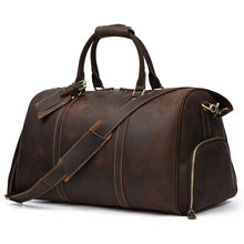 Load image into Gallery viewer, Travel Weekender Leather Duffel Bag With Shoe Pocket

