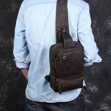 Load image into Gallery viewer, Vintage Leather Sling School Backpack for Men
