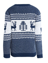 Load image into Gallery viewer, Blue Geometry Elk Jacquard Sweater
