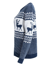 Load image into Gallery viewer, Blue Geometry Elk Jacquard Sweater
