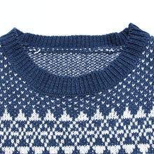 Load image into Gallery viewer, Blue Geometry Elk Jacquard Sweater
