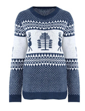 Load image into Gallery viewer, Blue Geometry Elk Jacquard Sweater
