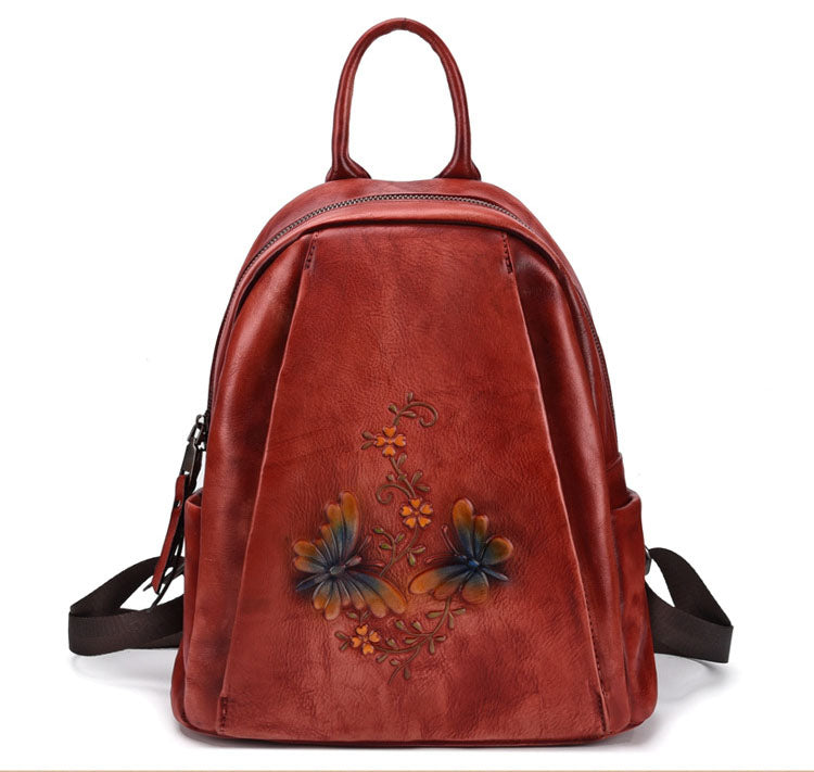 Elegant Womens Vintage Leather Backpack Bags Bookbag Purse for Women