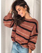 Load image into Gallery viewer, Red Stripped Long Sleeve Sweater
