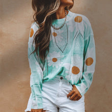 Load image into Gallery viewer, Light Blue Daisy Print Long Sleeve Sweater
