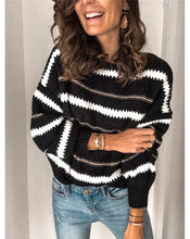 Load image into Gallery viewer, Black Stripped Long Sleeve Sweater
