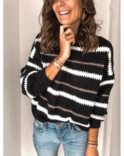 Load image into Gallery viewer, Black Stripped Long Sleeve Sweater
