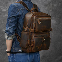 Load image into Gallery viewer, Mens Full Grain Leather 14 Inches Laptop Backpack
