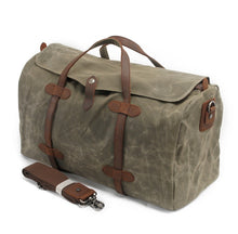 Load image into Gallery viewer, Leisure Waxed Leather Canvas Large Storage Travel Weekender Duffel Bag
