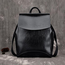 Load image into Gallery viewer, Black Cute Leather College Backpack
