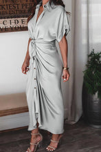 Load image into Gallery viewer, Vintage Plain Short Sleeve Midi Dress With Belt

