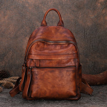 Load image into Gallery viewer, Vintage Leather Rucksack Womens Vintage School Backpacks Leather Backpack Purse
