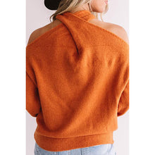 Load image into Gallery viewer, Orange Halter Cold Shoulder Long Sleeve Sweater
