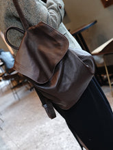 Load image into Gallery viewer, Simple Womens Leather Rucksack Plain Black Backpack For Women
