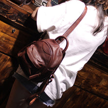 Load image into Gallery viewer, Vintage Ladies Mini Brown Leather Backpack Purse Small Leather Backpacks for Women
