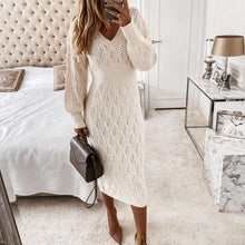 Load image into Gallery viewer, Elegant White Sweater Dress
