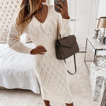 Load image into Gallery viewer, Elegant White Sweater Dress
