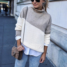 Load image into Gallery viewer, Color Block High Neck Sweater
