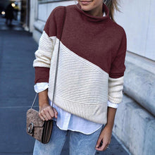 Load image into Gallery viewer, Color Block High Neck Sweater
