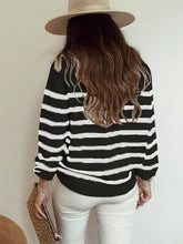 Load image into Gallery viewer, Black Buttons Striped Sweater
