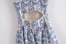 Load image into Gallery viewer, Blue Embroidery Hollow Out Midi Dress
