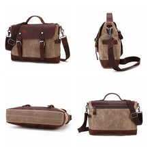 Load image into Gallery viewer, Waxed Canvas Messenger Bag Men Satchel Briefcase
