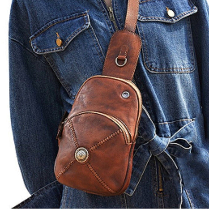 Leather Sling Crossbody Backpack