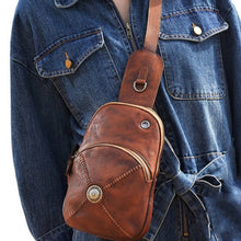 Load image into Gallery viewer, Leather Sling Crossbody Backpack
