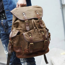 Load image into Gallery viewer, Large Travel Waxed Canvas Outdoor Laptop Backpack
